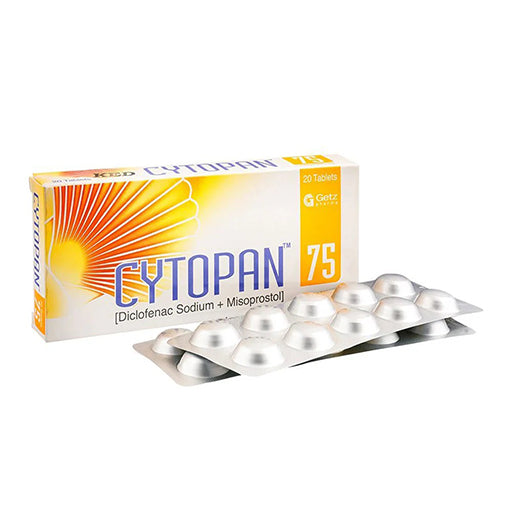 Cytopan-75 (75mg/200mcg) 20 Tablets – Diclofenac & Misoprostol for Pain Relief and Gastric Protection