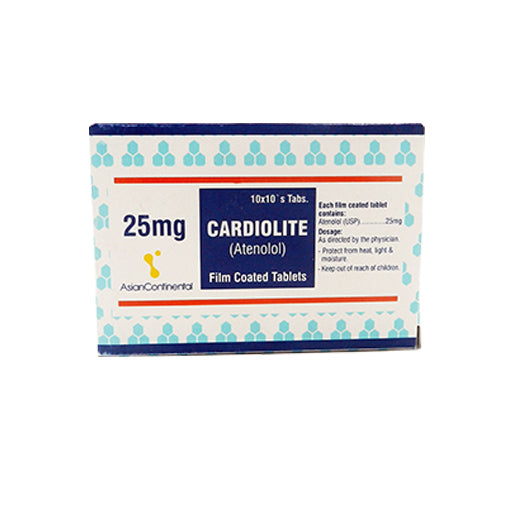 Cardiolite (25mg) 100 Tablets – Atenolol Beta-Blocker for Blood Pressure & Heart Health