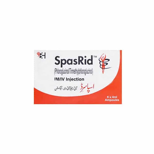 SpasRid Injection (40mg/4ml) – 6 Ampoules | Antispasmodic for Abdominal Pain Relief