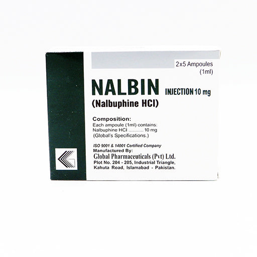 Nalbin 10 mg Injection (Nalbuphine Hydrochloride) – 1 mL, Pack of 10 Ampoules