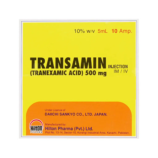 Transamin 500 mg / 5 ml Injection – Box of 10 Ampoules
