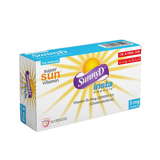 Sunny D Insta 5 mg / 1 ml Injection – Vitamin D3 Ampoule