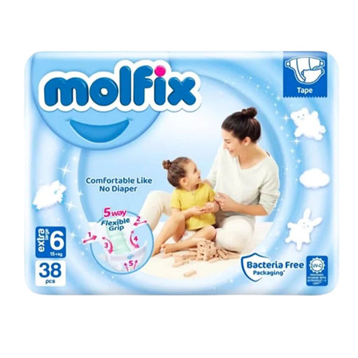 Molfix Pants Size 6 XXL – 38 Pieces | Easy‑Pull, Extra‑Large Diaper Pants for Toddlers 15 kg+