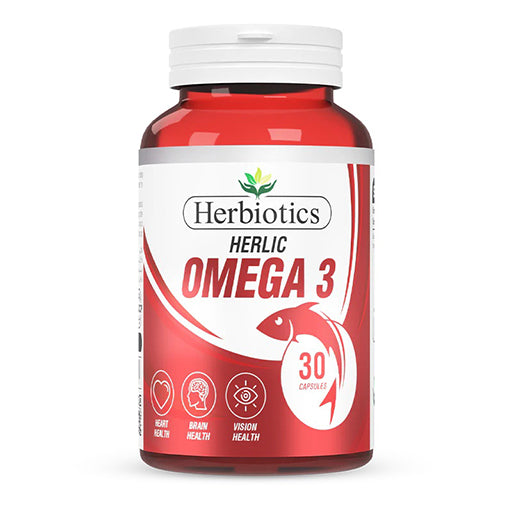Herbiotics Herlic Omega-3 Fish Oil – 30 Capsules | Heart, Brain & Vision Support Supplement