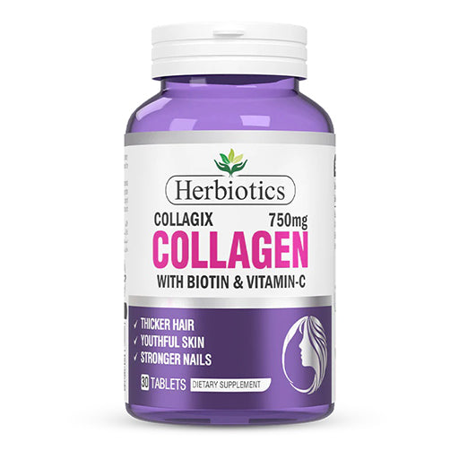 Herbiotics Collagix – Super Collagen Supplement with Biotin & Vitamin C | Skin, Hair & Nails Support