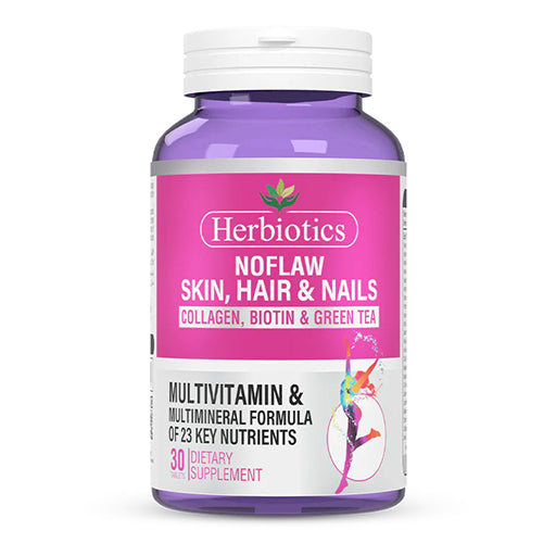 Herbiotics Noflaw – 23‑Nutrient Beauty Formula with Collagen, Biotin & Green Tea | Skin, Hair & Nails Support
