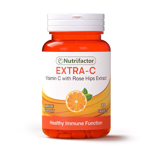 Nutrifactor Extra-C – Vitamin C + Rose Hip Extract | Immunity & Skin Support Supplement (30 Tablets)