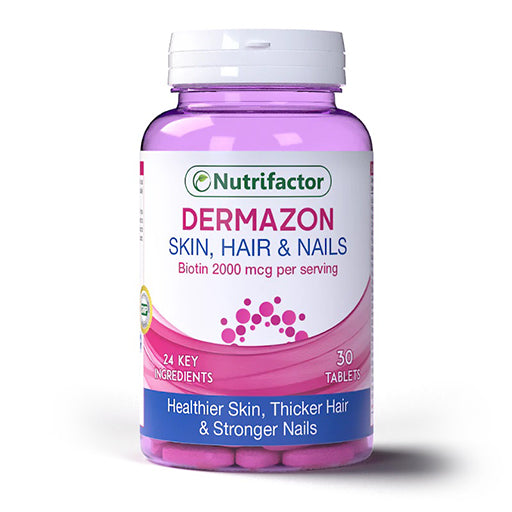 Nutrifactor Dermazon – 24-Vitamin Hair, Skin & Nails Support Tablets | Radiant Skin & Healthy Hair Formula