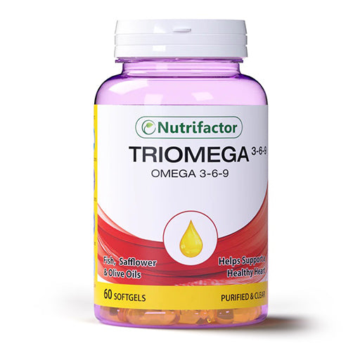 Nutrifactor Triomega 3-6-9 | Omega-3,-6 &-9 with Vitamin E – Heart, Brain, Eye & Joint Support (60 Softgels)