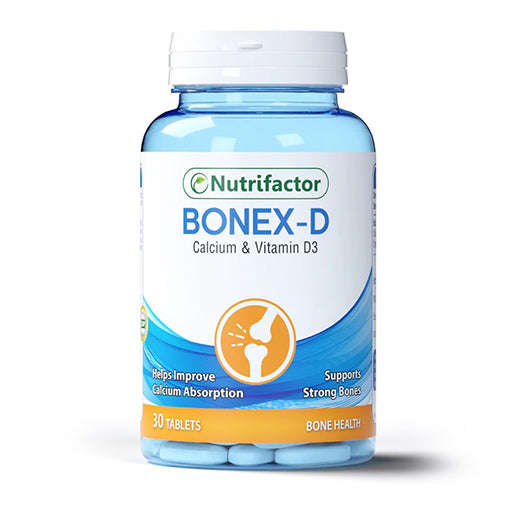 Nutrifactor Bonex-D – Calcium & Vitamin D3 Bone Health Tablets | Strong Bones & Teeth Support (30 Tablets)