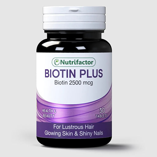 Nutrifactor Biotin Plus – 2500 mcg Hair, Skin & Nail Support Supplement | Biotin + Folic Acid