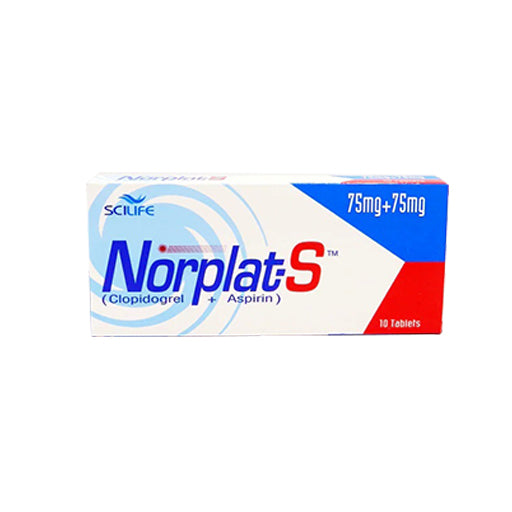 Norplat-S (75/75mg) Tablets – 10’s | Clopidogrel & Aspirin for Heart & Blood Circulation Health
