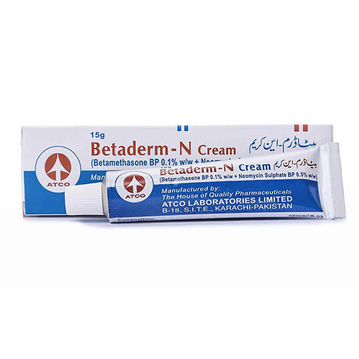 Betaderm-N (0.1/0.5%) 15g Ointment – Betamethasone & Neomycin Topical Anti-inflammatory & Antibiotic Ointment