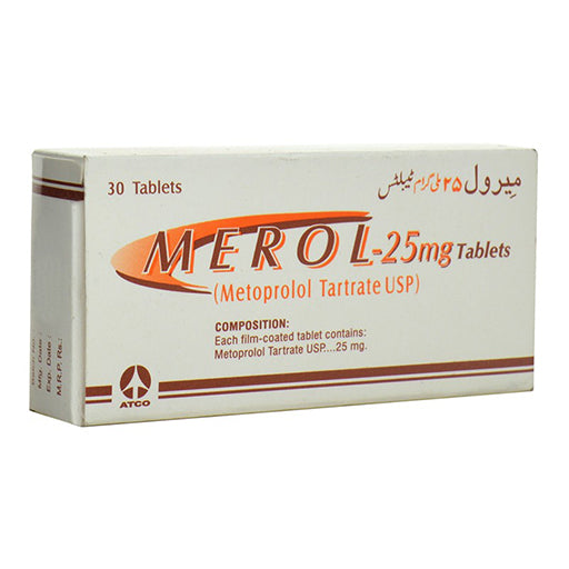 Merol (25mg) 30 Tablets – Metoprolol Tartrate for Blood Pressure & Heart Rate Control