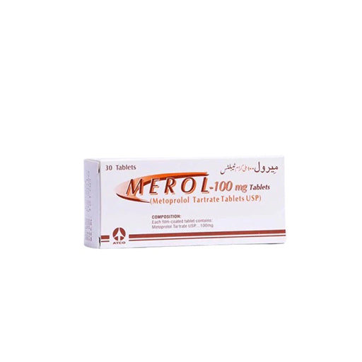 Merol (100mg) 30 Tablets – Metoprolol Tartrate for High Blood Pressure & Heart Health