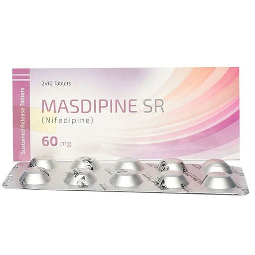 Masdipine SR (60mg) 20 Tablets – Calcium Channel Blocker for High Blood Pressure & Heart Protection