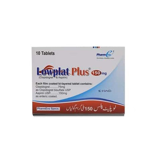 Lowplat Plus (75/150mg) 10 Tablets – Dual Antiplatelet Therapy for Heart & Stroke Prevention
