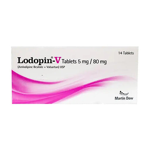 Lodopin-V 5/80mg Tablets – Amlodipine & Valsartan for Hypertension (14 Tablets)