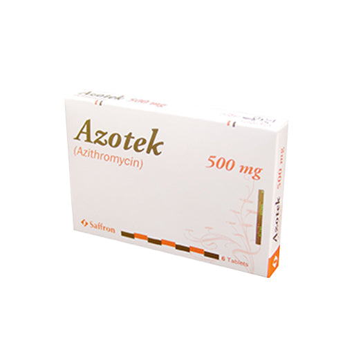 Azotek (500mg) 6 Tablets – Azithromycin Antibiotic for Throat, Chest, Ear & Skin Infections