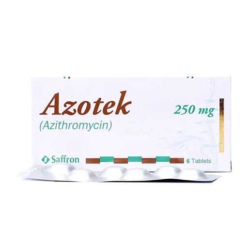 Azotek (250mg) 6 Tablets – Azithromycin Antibiotic for Throat, Ear, Respiratory & Skin Infections