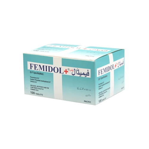 Femidol Plus (500mg/15mg/15mg) – Fast Pain & Fever Relief Tablets (100 Tablets)