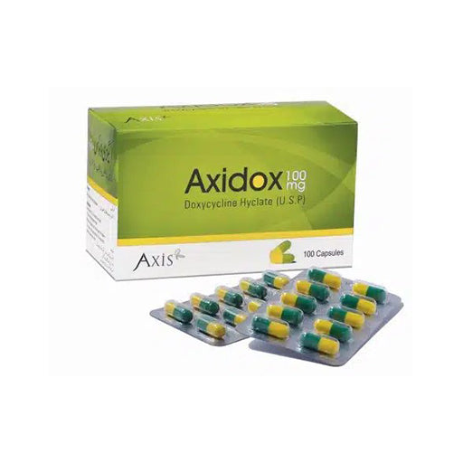 Axidox (100mg) Capsules – Doxycycline Antibiotic for Bacterial & Acne Infections