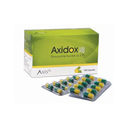 Axidox (100mg) Capsules – Doxycycline Antibiotic for Bacterial & Acne Infections