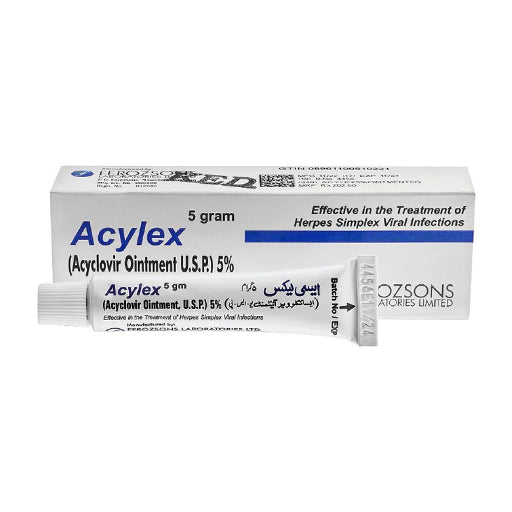 Acylex (5%) Ointment 5g – Acyclovir Antiviral Cream for Cold Sores & Herpes Infections