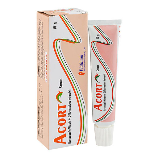 Acort (0.1% / 1%) Cream 10g – Hydrocortisone & Miconazole Cream for Fungal and Inflammatory Skin Infections