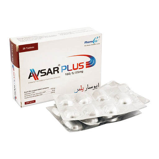 Avsar Plus 5/160/25mg Tablets – 28 Tablets – Triple Action Hypertension Control