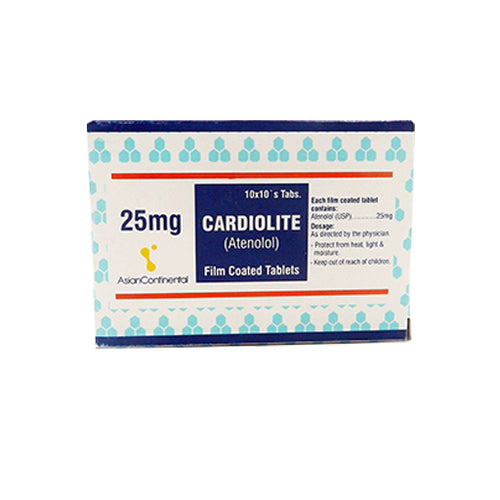 Cardiolite (25mg) 100 Tablets – Atenolol Beta-Blocker for Blood Pressure & Heart Health