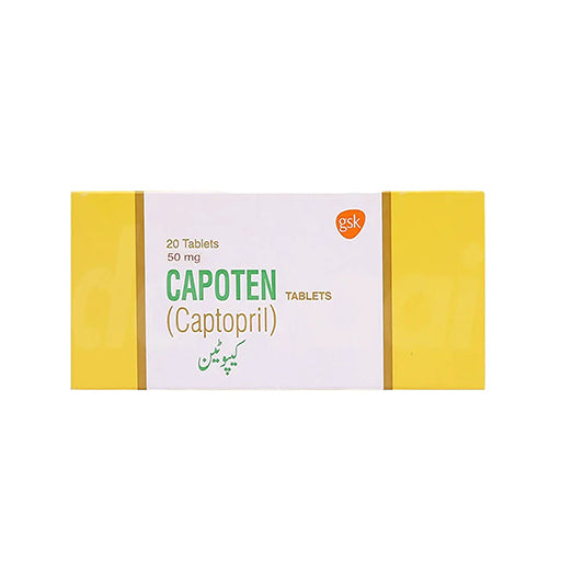 Capoten 50mg Tablets (20’s) – Captopril ACE Inhibitor for High Blood Pressure & Heart Failure