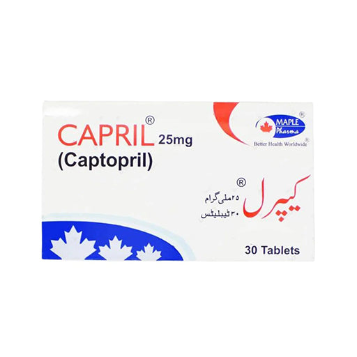 Capril 25mg Tablets (30’s) – Captopril ACE Inhibitor for High Blood Pressure & Heart Failure