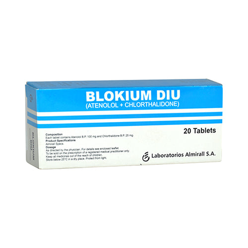 Blokium DIU 100/25mg Tablets (20’s) – Dual Action for Hypertension Control (Atenolol + Chlorthalidone)