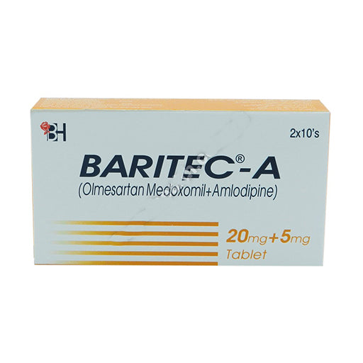 Baritec-A 20/5mg Tablets – 20 Tablets | Olmesartan Medoxomil + Amlodipine | Dual Action Blood Pressure Control