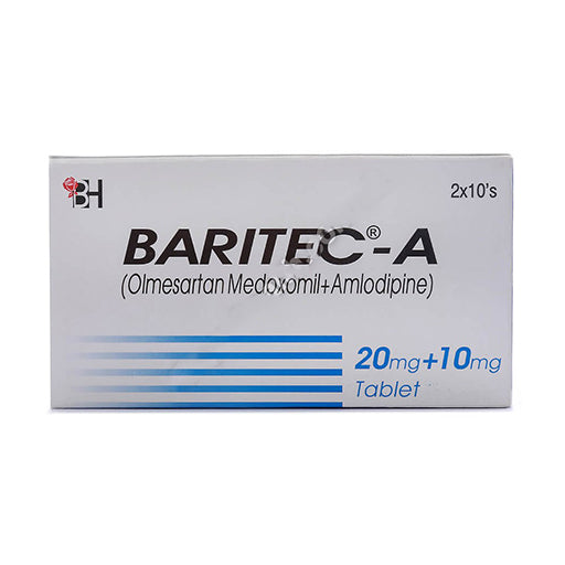 Baritec-A 20/10mg Tablets – 20 Tablets | Olmesartan Medoxomil + Amlodipine | Dual Action Blood Pressure Control