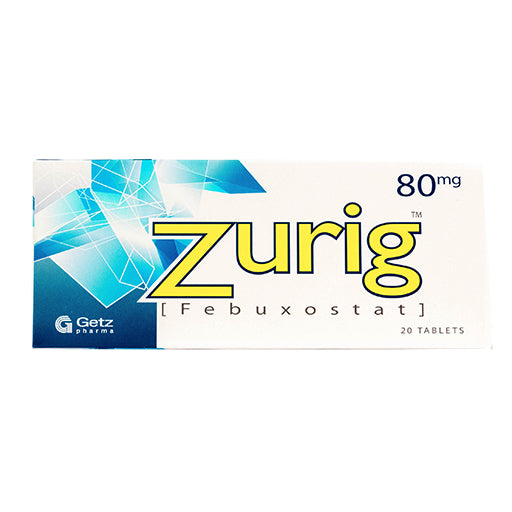 Zurig 80mg Tablets (20’s) – Febuxostat | Uric Acid & Gout Treatment Medicine
