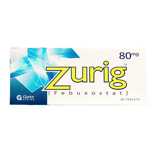 Zurig 80mg Tablets (20’s) – Febuxostat | Uric Acid & Gout Treatment Medicine
