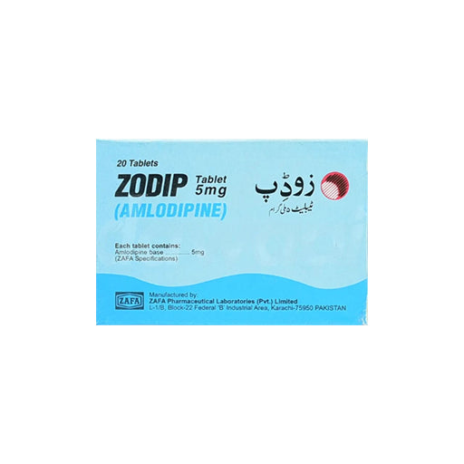 Zodip 5mg Tablets (20’s) – Amlodipine | Calcium Channel Blocker for High Blood Pressure & Heart Health