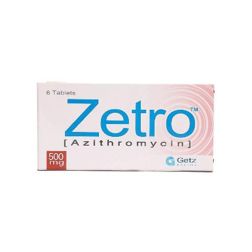Zetro 500mg Tablets (6’s) – Azithromycin Antibiotic for Bacterial Infections