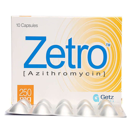 Zetro (250mg) Capsules – Azithromycin Antibiotic for Bacterial Infections (10’s)