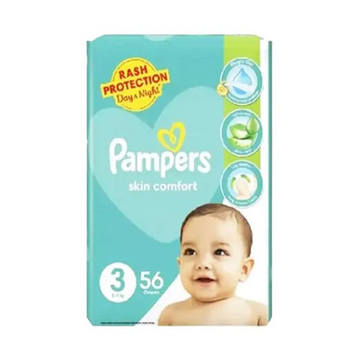 Pampers Diapers Size 3 Medium – 56 Pieces | Soft, Absorbent Protection for Babies 5–9 kg