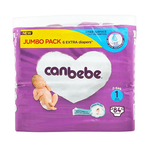 Canbebe Newborn Diapers Size 1 – 84 Pieces | Ultra-Soft Comfort & Leak-Protection for Babies 2–5 kg