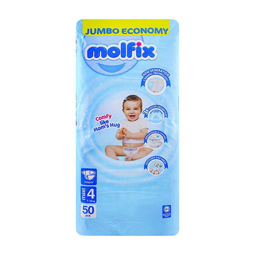 Molfix Diapers Size 4 Large – 50 Pieces | Soft & Super‑Absorbent Protection for Babies 7–14 kg