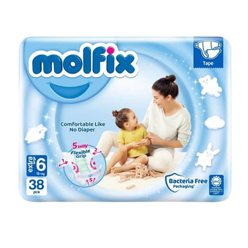 Molfix Diapers Size 6 XXL – 38 Pieces | Extra‑Large Soft & Absorbent Protection for Toddlers 15 kg+