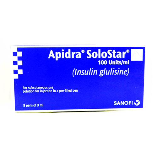Apidra SoloStar 100IU/ml – 3ml × 5 Prefilled Insulin Pens