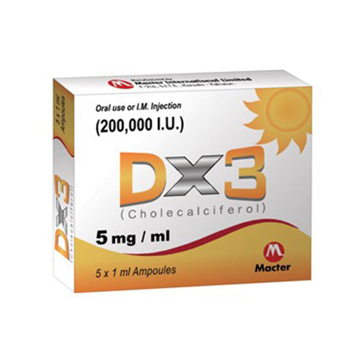 DX3 Injection (5mg/ml) – 1ml, 5 Ampoules | Vitamin D3 (Cholecalciferol) Supplement