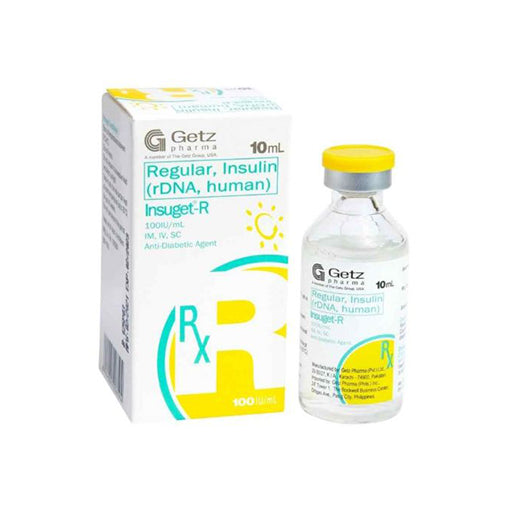 Insuget R Injection (Regular Human Insulin) 100IU/ml — 10ml Vial