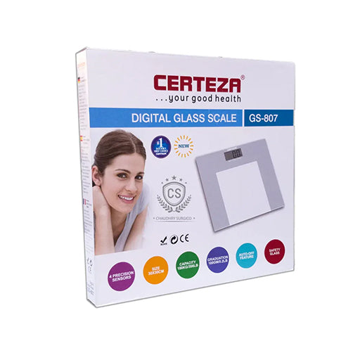 Certeza GS-807 Digital Glass Weighing Scale – Smart & Stylish Body Weight Monitor