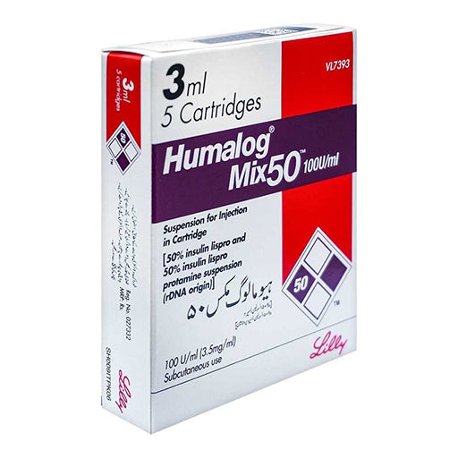 Humalog Mix-50 (100IU/ml) – 3ml, 5 Cartridges | Insulin for Diabetes Management